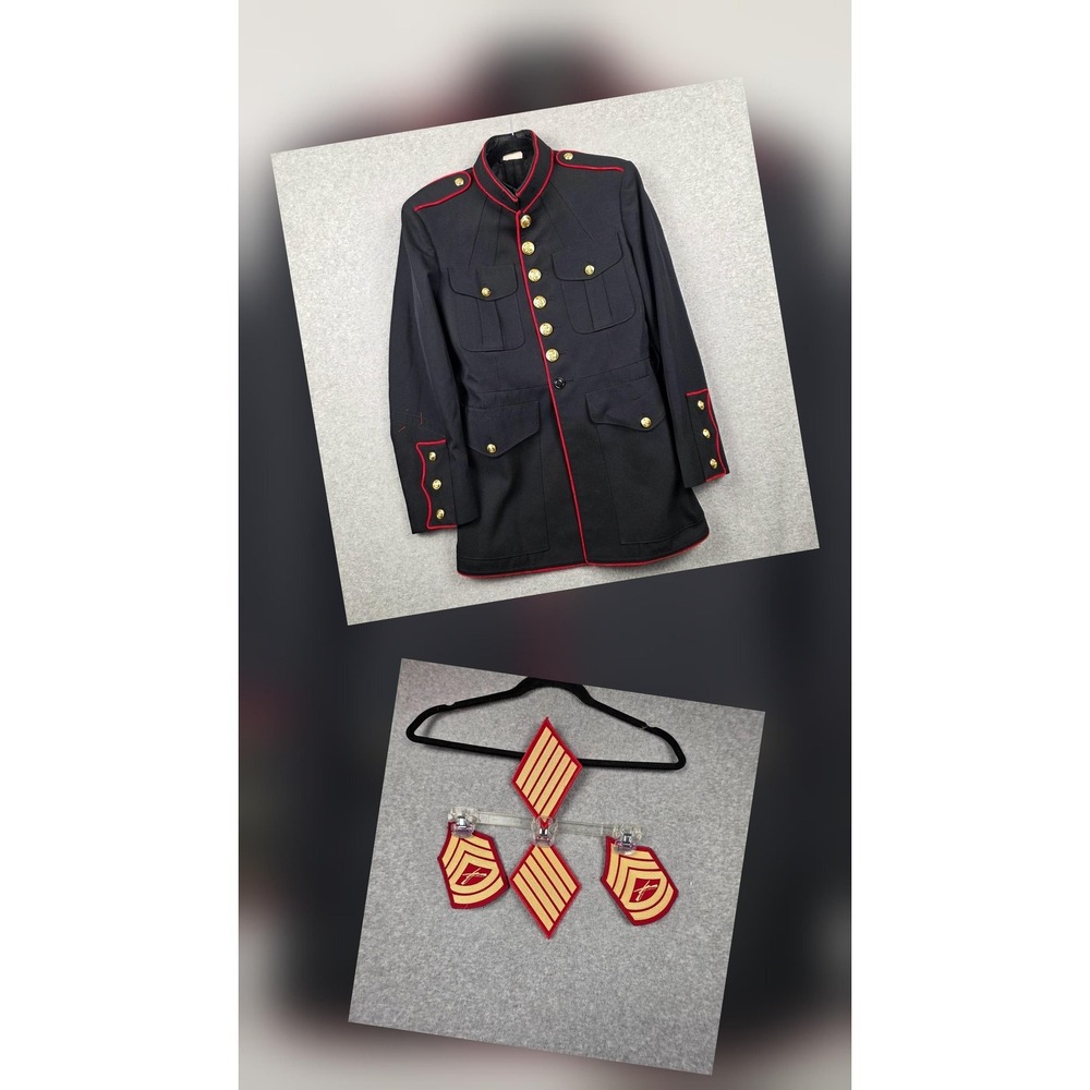Crown Clothing Co Coat‎ Mens 40R Black Military Dress Uniform USA Gold Buttons